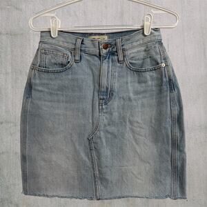 Madewell Skirt Women 25 Rigid Denim A Line Blue Jean Zip Y2K Style Mini Short